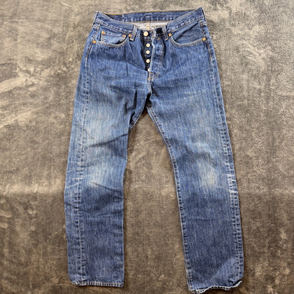 Levis 501 Jeans Mens W32 L32 Original Fit Blue Denim Straight Leg Button Fly